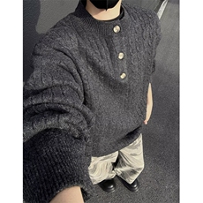 男装慵懒麻花条纹针织衫男修身长袖卫衣亨利领扭绳毛衣M041，男装针织衫/毛衣，星座1116A（原606A-3）