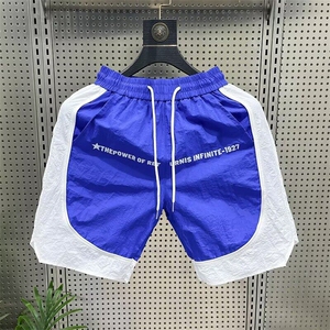 潮流ins原宿慵懒冰丝速干短裤男2025新款夏季穿搭新款K6355-P33,蓝灰色搭配什么颜色毛衣好看图片