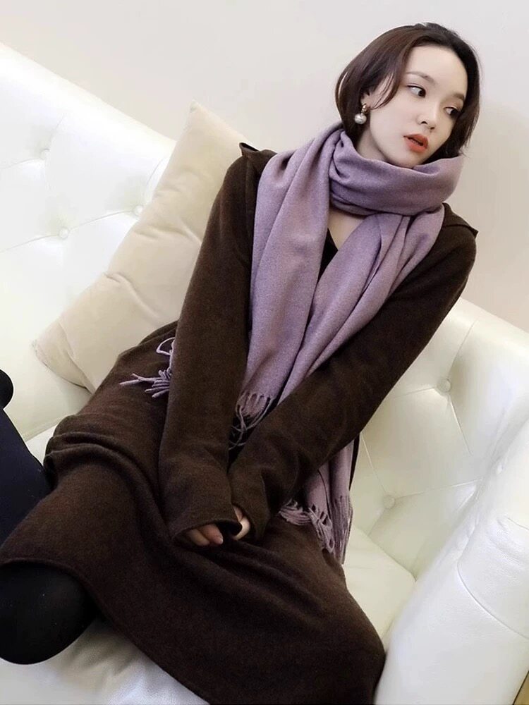 羊毛连帽针织连衣裙女2024年新款秋冬季长袖慵懒范裙子,女装连衣裙,恩泰羊绒