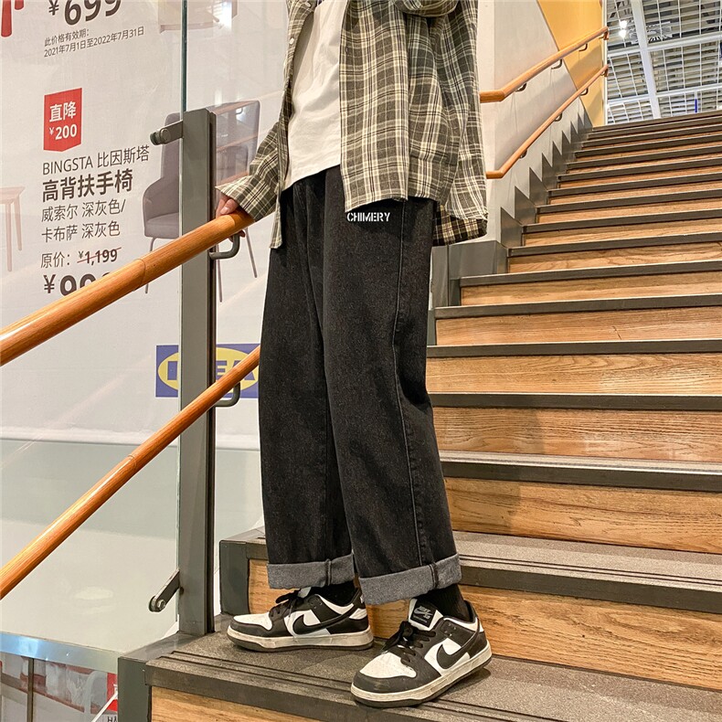 2024夏秋75棉港风男美式宽松直筒牛仔裤休闲裤K1311P55，男装牛仔裤，星座225-5