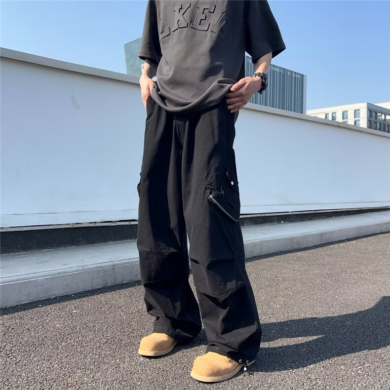 2024春季新款直筒休闲工装长裤男阔腿运动伞兵裤子男-K02-P60咖啡,男装休闲裤,星座307-3(原516-1)