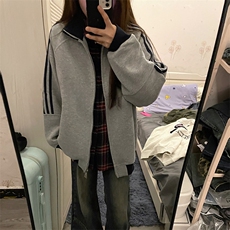 抖音得物高品质美式高街重磅结构设计拼接织带立领卫衣外套CM42，女装短外套，电商A486-1