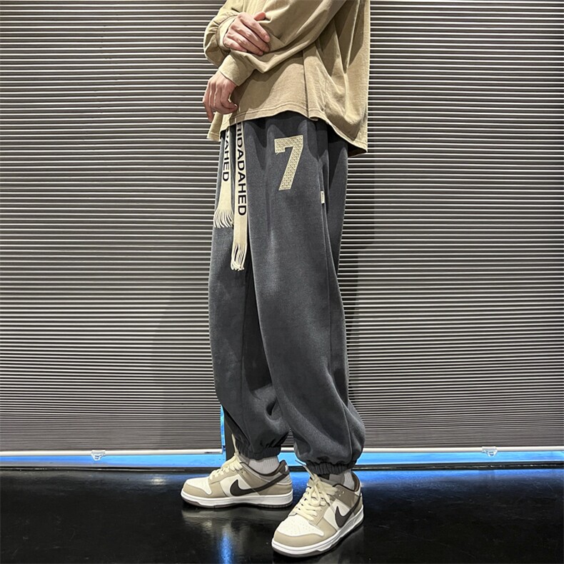 欧棉绒港风束脚卫裤宽松休闲裤子哈伦运动裤K807*P35控58,男装休闲裤,星座227-2