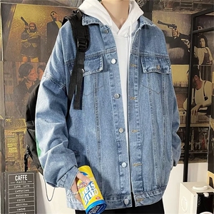 春秋新款潮流夹克上衣港风休闲宽松痞帅男装牛仔外套 W6081-P58图片