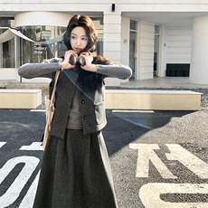 韩系甜美百搭套装【开衫马甲+打底+半身裙三件套】含同款小包，女装套装/套裙，2C267