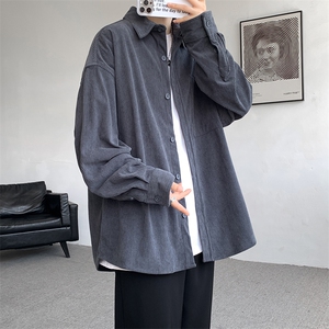 8XL-M灯芯绒衬衫特大码复古秋冬翻领长袖上衣纯色外套CS9001/P58图片