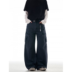 美式微喇叭牛仔裤男女复古cleanfit水洗棉工装裤子K90066-P60网图，男装牛仔裤，电商B245