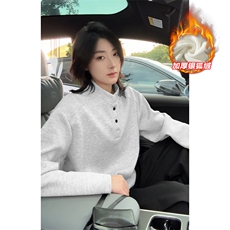 潮流银狐绒亨利领350g重磅华棉长袖T恤男T24555J加绒-特P25控48，男装T恤，电商A001