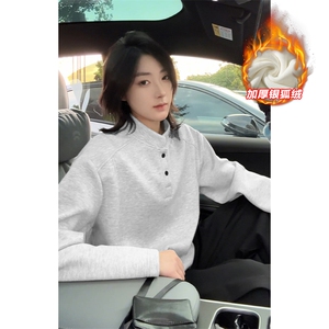 潮流银狐绒亨利领350g重磅华棉长袖T恤男T24555J加绒-特P25控48图片