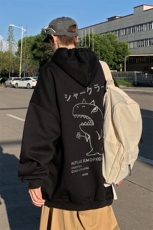 WY2092-P35加绒款-P40纯棉连帽卫衣男大码运动帽衫宽松薄外套男，男装卫衣，电商A040