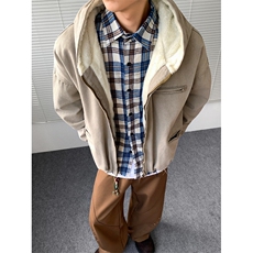 加绒牛仔棉服男冬季棉衣外套羊羔绒加厚毛领保暖外套MY1311-P158，男装棉衣，星座1103-3