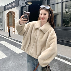 小个子翻领皮毛一体外套2C259-2507-P205-K298，女装短外套，2C259