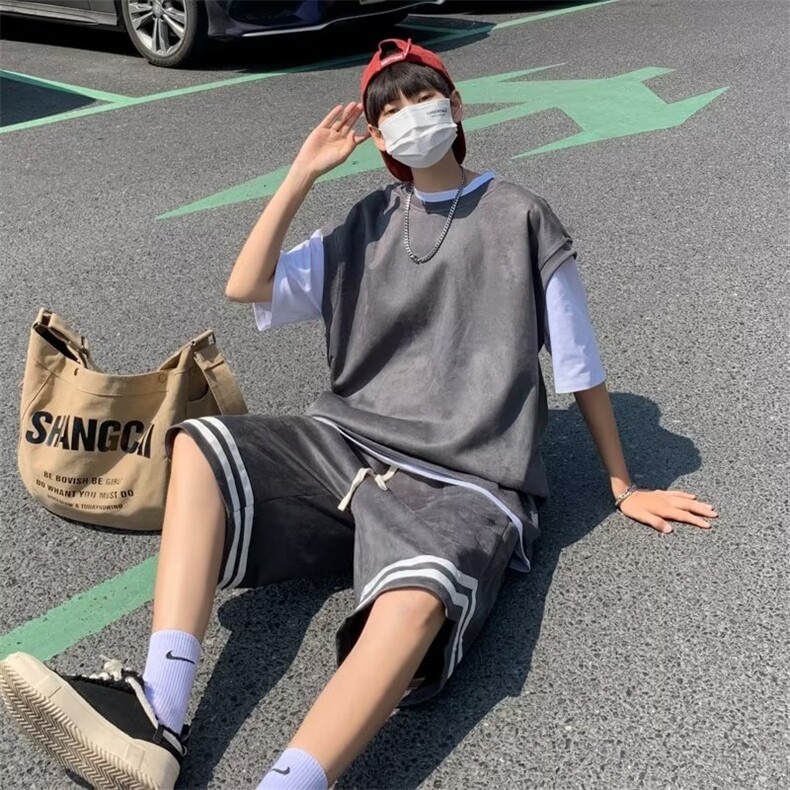 2024夏季新款男士主推短袖两件套休闲运动短裤套装TZ9088-P54,男装牛仔裤,星座1109-3