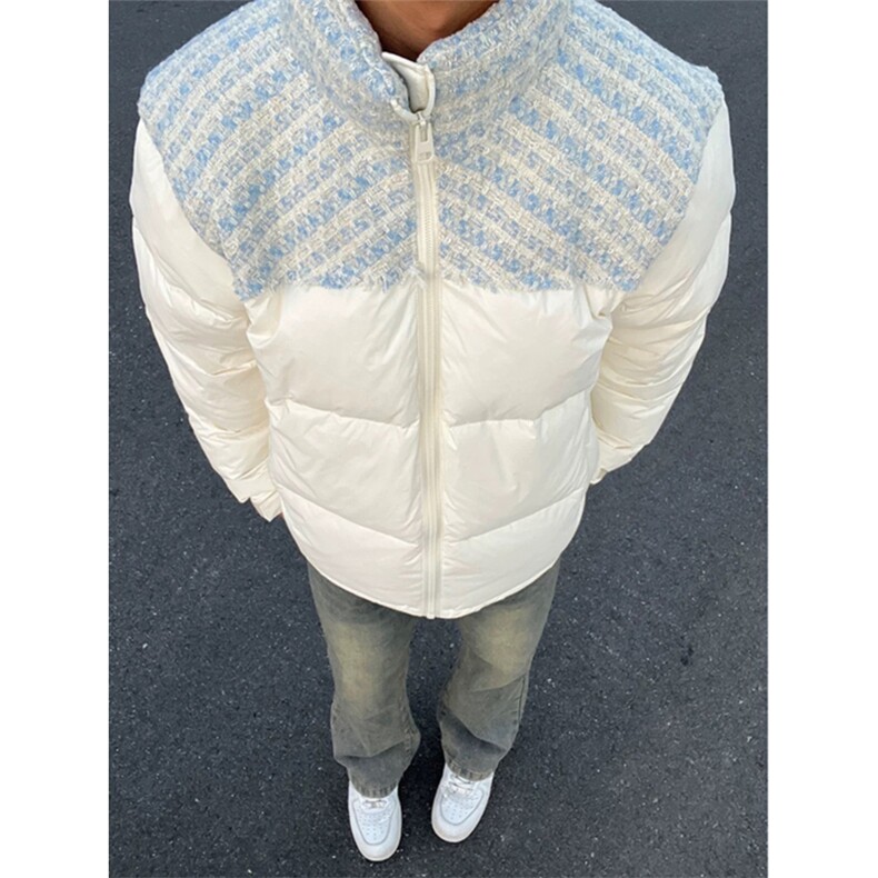美式小香风拼接棉服男女冬季加厚面包服情侣棉衣外套WL80166-P80,男装棉衣,星座1008