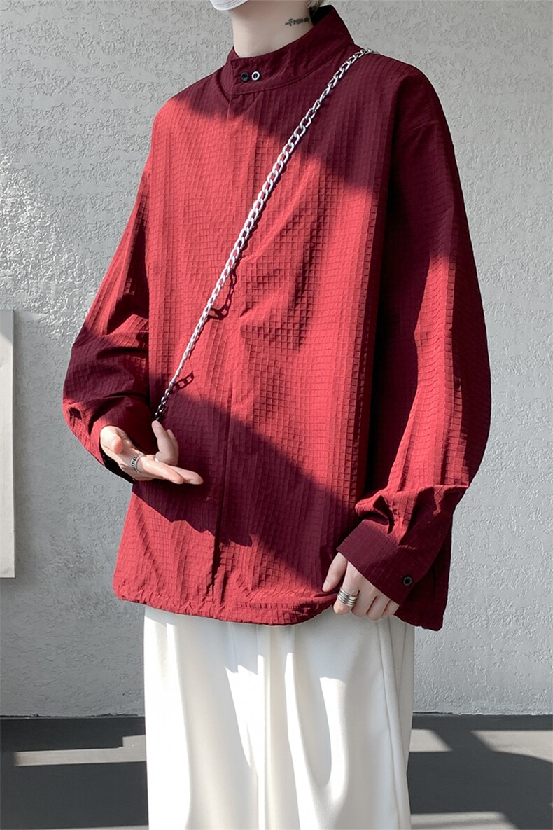 时尚立领棒球服衬衫韩版户外宽松抽绳防晒外套衬衫男冲锋衣P42,男装防晒衣,电商B319
