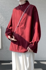 时尚立领棒球服衬衫韩版户外宽松抽绳防晒外套衬衫男冲锋衣P42，男装防晒衣，电商B319