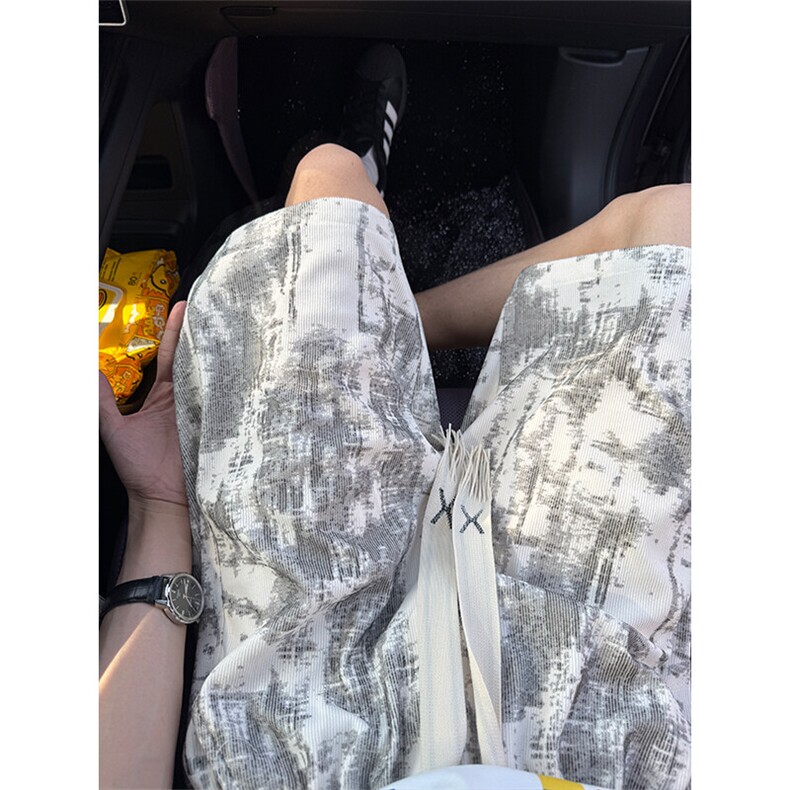 有原图YK86055-P20聚酯纤维夏季新款灯芯绒扎染短裤男,男装休闲裤,电商A086-1