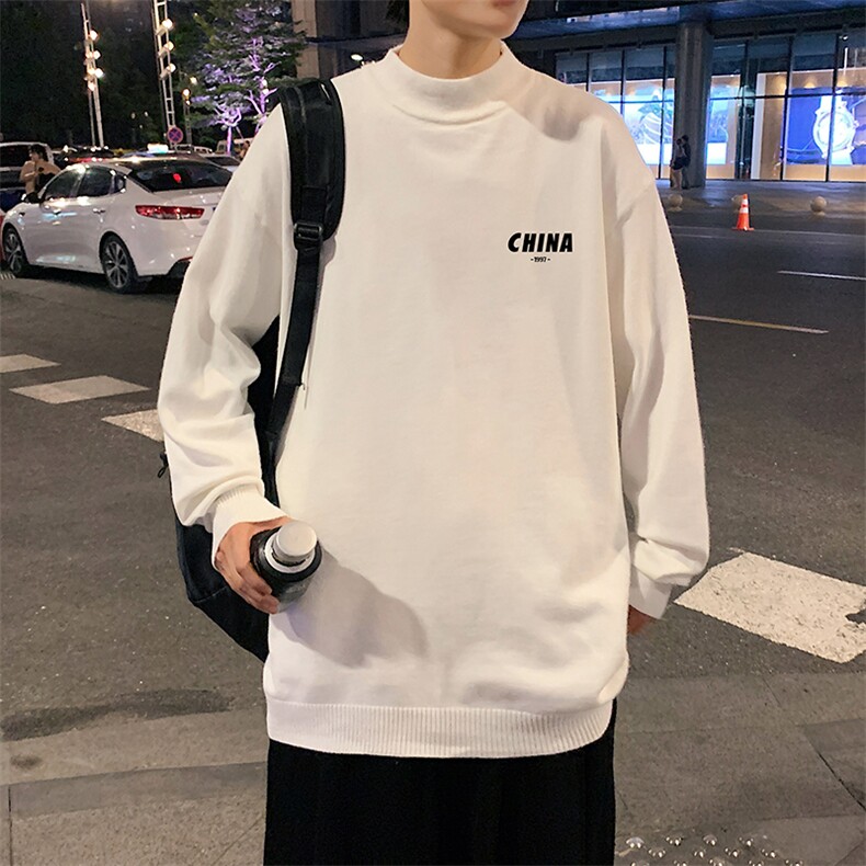 M18148-P45 加绒款-P65半高领毛衣男士大码针织衫男毛线衣男图片