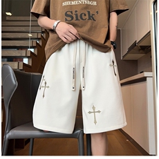 刺绣大中性风潮牌短裤男学生宽松416B-1-DK862-特P28限48，男装牛仔裤，星座416B-1