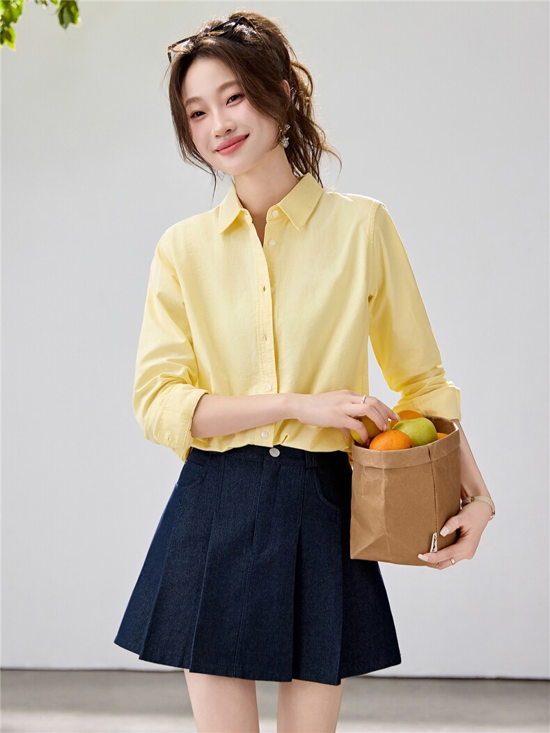 2026春夏新款黄蓝条纹衬衫女宽松显瘦元气少女感衬衣显白温柔风,女装衬衫,艾米