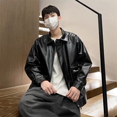 秋季刺绣皮衣男宽松潮男士夹克外套休闲机车A266-PY007-特P40，男装夹克，电商A266