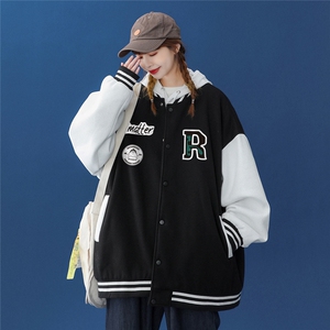 2022春季新品简约拼接复古smatter棒球服外套夹克潮G113P65控88,女生酷简约穿搭图片