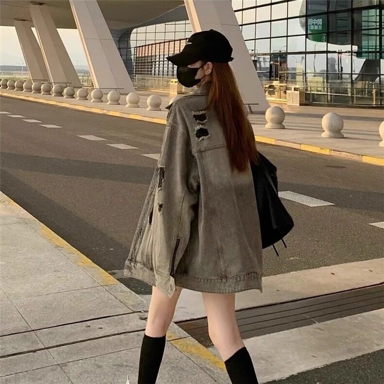 2025美式高街设计感水洗破洞牛仔外套男女春季做旧工装潮vibe夹克,男装夹克,星座506A