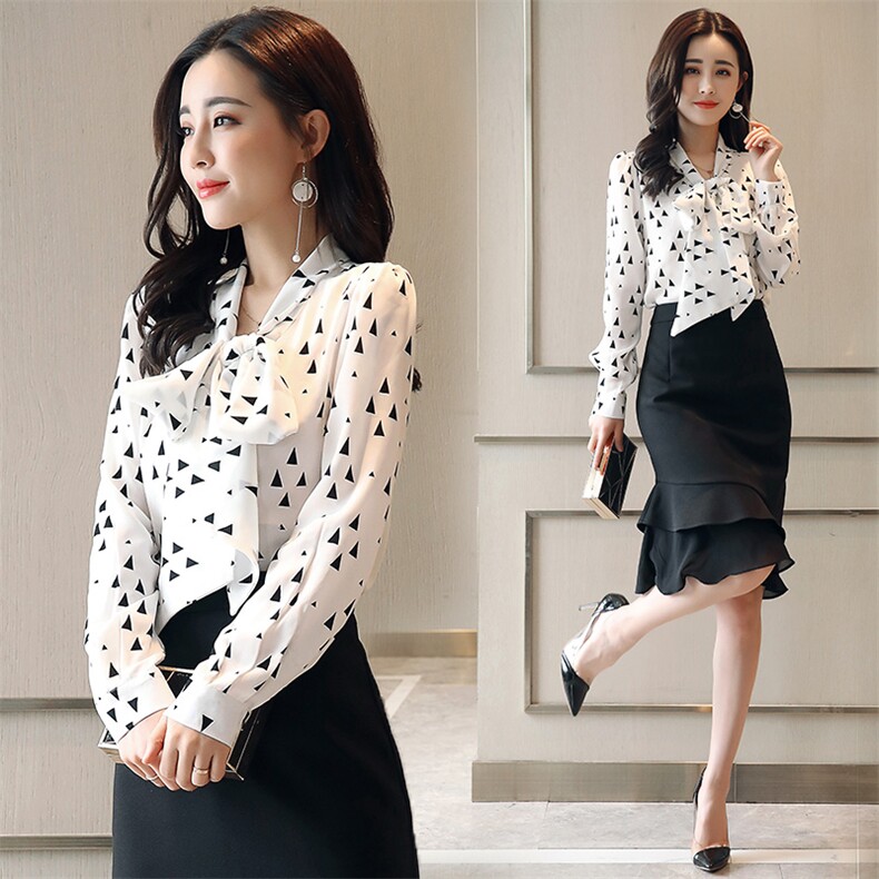 潮流收口袖气质蝴蝶结衬衫2021春季套头长袖，女装衬衫，时尚俏佳人