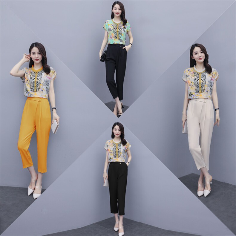 套装/套裙优雅时尚潮流短袖2022年夏季休闲圆领，女装套装/套裙，施恩睿棋