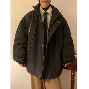 冬季潮牌日系纯色简约加绒加厚保暖防寒休闲棉服外套MY9079-P100图片