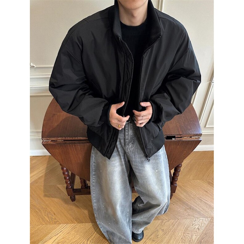 现货26春装美拉德立领飞行夹克纯色复古廓形高街棒球服外套,男装夹克,电商A486