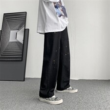 牛仔裤男欧美街头嘻哈宽松休闲九分裤潮流直筒老爹裤K1300-P30，男装休闲裤，星座512-4