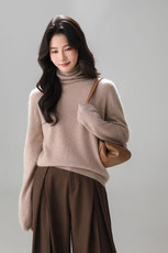 2025年秋季时尚百搭条纹简约休闲堆堆领，女装羊毛衫，美轩羊绒