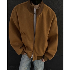 绒毛呢立领飞行服夹克冬季美式夹棉加厚外套高质量棉衣895p115，男装夹克，电商A458A