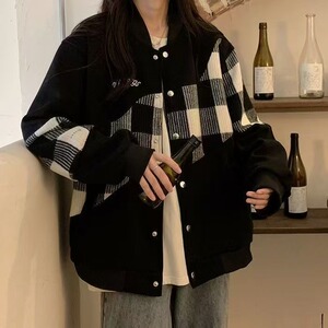 美式拼接刺绣棒球服春秋季新款百搭学生韩版宽松外套女ins图片