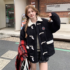 F24107-P105女显瘦外套冬季立领牛角扣加厚短款时尚百搭羽绒棉服，女装短外套，星座617A-2