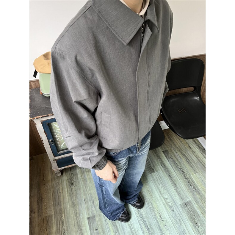 【有货】Boxy短款纯色外套男高级感拉链翻领夹克HT103CC-特P68,男装夹克,星座1007（原301D）