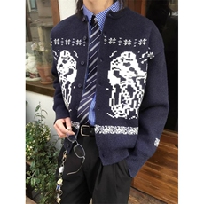 原版高质量北极绒复古慵懒宽松针织毛衣开衫外套，男装针织衫/毛衣，星座506A