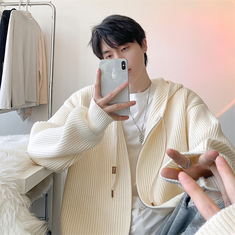 毛衣男秋冬新款港风宽松连帽针织毛衫MYA3-P65，男装针织衫/毛衣，星座214-3