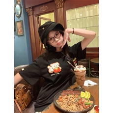 H0781-P40美式复古小狗刺绣魔术贴短袖t恤2026夏季新款，女装T恤，星座617A-2