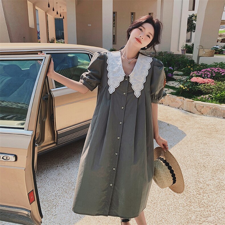 23夏新款花边撞色娃娃领连衣裙2322-P115-K168,女装连衣裙,浙宝189