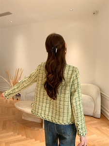 草绿色 含羊毛面料 韩版甜美淑女气质高雅外套图片