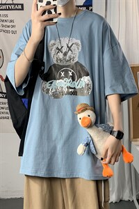 2021港风圆领青春休闲大码运动日系原宿潮流男士短袖宽松718F25，男装T恤，星座227-7