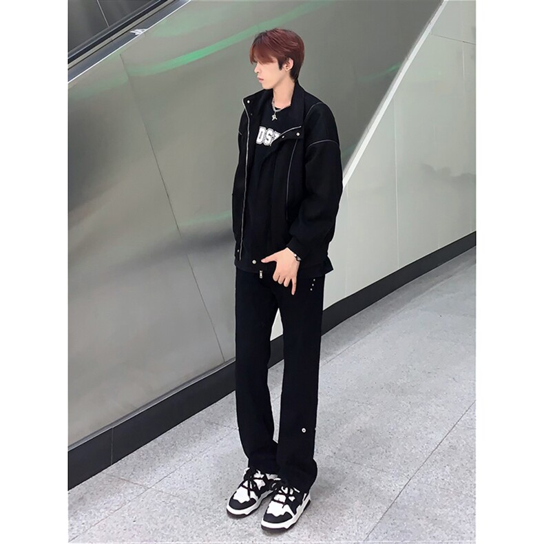 B221美式ins高街暗黑小众个性铆钉小脚牛仔裤LK23142-P65控88,男装牛仔裤,电商B221