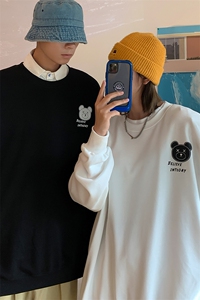 EY07 春季港风男女宽松卡通小熊圆领长袖套头卫衣学生情侣装潮P30图片