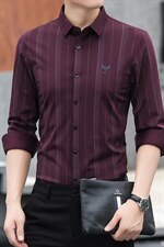 长袖衬衫男中年商务休闲春秋季新款男士条纹衬衣男2023年新款，男装衬衫，电商B212（原钱塘6029）