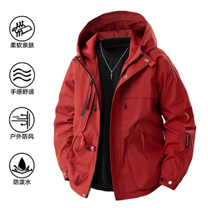 2025春款美式连帽服夹克男港风复古工装外套JK0136-P85图片