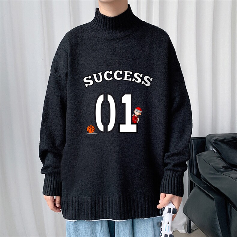 M18205-P45加绒款-P65半高领毛衣男士大码针织衫男毛线衣男,男装针织衫/毛衣,电商A040