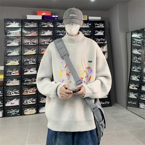 高质量！秋冬季高领毛衣加绒加厚翻领针织衫男毛衣FL529-特P38图片