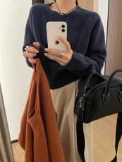 时尚百搭温柔羊毛衫显瘦修身短款针织衫，女装羊毛衫，圣旺供货